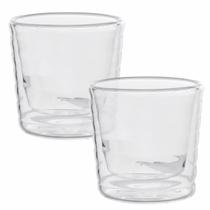 kit 2 Copos de Vidro Parede Dupla Café Chá Linha Bistrô 80ml