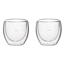 Kit 2 Copos de Vidro Parede Dupla Isolante Térmico 250 ml