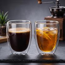 Kit 2 Copos Dupla Parede Vidro Térmico Servir Café Chá Drinks Bebidas Presente Casa Kit 2 Copos Dupla Parede Vidro Térmico Servir Café Chá Drinks Bebidas Presente Casa