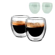 Kit 2 Copos Duplo De Vidro Para Café Suco 80ml Kit 2 Copos Duplo De Vidro Para Café Suco 80ml