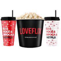 Kit 2 Copos e Balde NetFlix Kit Cinema em Casa