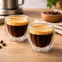 Kit 2 Copos Espresso 90ml Vidro Duplo Café Borossilicato Kit 2 Copos Espresso 90ml Vidro Duplo Café Borossilicato