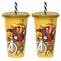 Kit 2 Copos Homem de Ferro Iron Man 500ml Infantil Original