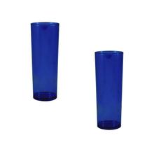 Kit 2 Copos Long Drink Cristal Azul 330Ml Plástico