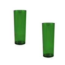 Kit 2 Copos Long Drink Cristal Verde 330Ml Plástico