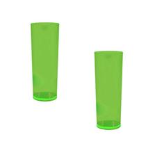 Kit 2 Copos Long Drink Cristal Verde Neon 330Ml Plástico