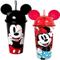 Kit 2 Copos Mickey e Minnie C/ Orelhas Disney 500 ML