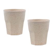 Kit 2 Copos Mini Roma Fibra Madeira Palha 300Ml