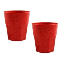 Kit 2 Copos Mini Roma Fibra Madeira Vermelho 300Ml
