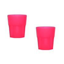 Kit 2 Copos Mini Roma Rosa Neon 300Ml Plástico Premium