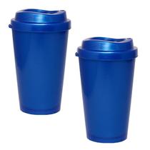 Kit 2 Copos Mug Azul 320Ml Plástico Premium