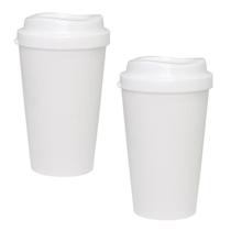 Kit 2 Copos Mug Branco 320Ml Plástico Premium
