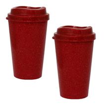 Kit 2 Copos Mug Fibra Madeira Greencolors Vermelho 320Ml