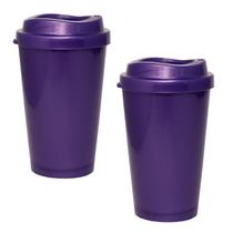 Kit 2 Copos Mug Lilás 320Ml Plástico Premium