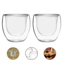 Kit 2 Copos para Café Vidro Borossilicato 80ml Parede Dupla