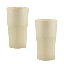 Kit 2 Copos Roma Fibra Madeira Green Colors Palha 360Ml