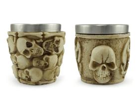 Kit 2 Copos Shot Dose Em Aço Inox Resina Colecionável Decorativo Para Tequila Whisky Vodka