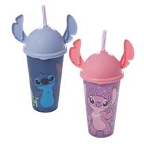 Kit 2 Copos Stitch e Angel 500ml Com Tampa Ludica Canudo Orelhinha para Refri Bpa Free Disney Lembrancinha Festa Kit 2 Copos Stitch e Angel 500ml Com Tampa Ludica Canudo Orelhinha para Refri Bpa Free Disney Lembrancinha Festa