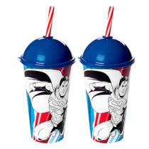 Kit 2 Copos Super Homem Infantil 500ml Plasútil Super-man