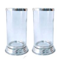Kit 2 Copos Suporte Vela 7 Dias Vidro Aluminio Anti Chamas