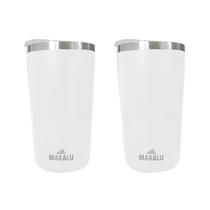 Kit 2 Copos Térmicos Aço Inox 420ML Branco p/ Água Cerveja Café - Quente e Frio Unica