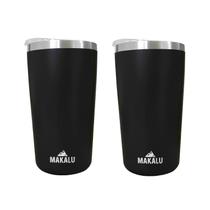 Kit 2 Copos Térmicos Aço Inox 420ML Preto p/ Água Cerveja Café - Quente e Frio Unica