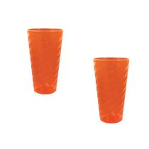 Kit 2 Copos Twist Cristal Laranja Neon 600Ml Plástico