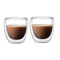 Kit 2 Copos Vidro Borossilicato Parede Dupla Chá Suco 230ml Kit 2 Copos Vidro Borossilicato Parede Dupla Chá Suco 230ml