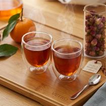 Kit 2 Copos Vidro Elegante Parede Dupla Para Bebidas Quentes e Frias 80ml