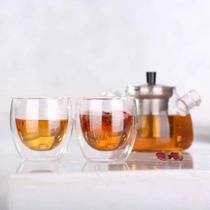 Kit 2 Copos Vidro Parede Dupla Para Café Expresso 100ml Lyor