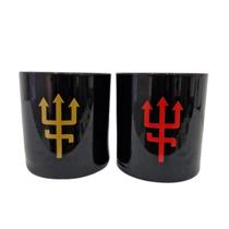 Kit 2 Copos Vidro Preto Whisky Exu Tridente