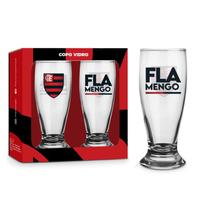 Kit 2 Copos Vidro Tulipa Vidro Chopp Flamengo Oficial 200ml
