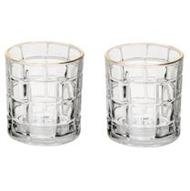 Kit 2 Copos Whisky Drink Borda Dourada Cristal 330ml Square Kit 2 Copos Whisky Drink Borda Dourada Cristal 330ml Square