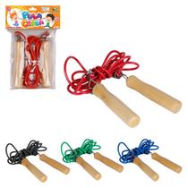 Kit 2 Corda de Pular Brinquedo Cabo De Madeira 2,6m Ar Livre