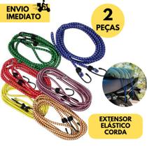 Kit 2 Corda Elástica p/ Bagageiro com 2 Ganchos Tam 1,50mt x 8mm Moto Motoboy Cordas Amarrar Bag