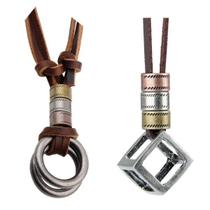 Kit 2 Cordão Colar Masculino Casual Legítimo Argolas + Cubo