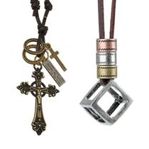 Kit 2 Cordão Colar Masculino Casual Legítimo Cruz + Cubo