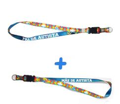 Kit 2 Cordões Identificação Autistas e Pais Quebra cabeças