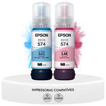 Kit 2 Cores de Tinta T574 Magenta Claro e Ciano Claro Original Epson Fotográfico Compatível Impressoras L8050 L18050