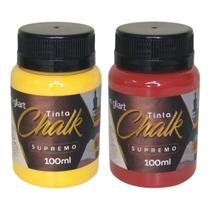Kit 2 Cores Tinta Chalk Supremo Gliart 100ml - Alta cobertura para arte e artesanato. Cor:Amarelo Gema + Vermelho Dark Kit 2 Cores Tinta Chalk Supremo Gliart 100ml - Alta cobertura para arte e artesanato. Cor:Amarelo Gema + Vermelho Dark