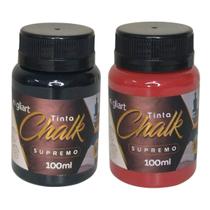 Kit 2 Cores Tinta Chalk Supremo Gliart 100ml - Alta cobertura para arte e artesanato. Cor:Preto + Vermelho Dark Kit 2 Cores Tinta Chalk Supremo Gliart 100ml - Alta cobertura para arte e artesanato. Cor:Preto + Vermelho Dark