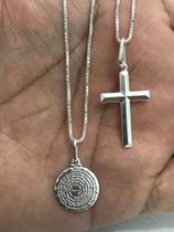 Kit 2 Corrente Prata 925 Ping. Pai Nosso Cruz 80cm É 60 Cm Kit 2 Corrente Prata 925 Ping. Pai Nosso Cruz 80cm É 60 Cm