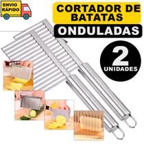 Kit 2 Cortador de Batata Legumes Em Formado Ondulado Palito Em Aço Inoxidavel