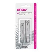 Kit 2 Cortadores de Unha em Aço Cromado Laminas Curvas e Lima Polidora Interna Enox