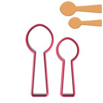 Kit 2 cortadores Pasta Biscoito Doce Impresso Utilidade Doméstica Cozinha Colher fina
