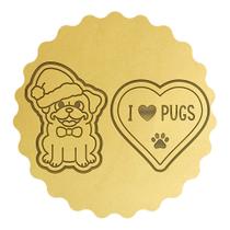 Kit 2 Cortadores Pug com Gorro Coração i love Pugs