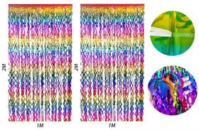 Kit 2 Cortinas De Carnaval Colorida Degrade Metalizada 2mx1m Kit 2 Cortinas De Carnaval Colorida Degrade Metalizada 2mx1m
