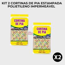 Kit 2 Cortinas de Pia Estampada Polietileno Impermeável Antimofo Plastleo