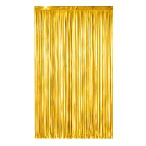 Kit 2 Cortinas Decorativas Metalizadas 1x2 Metros Dourado