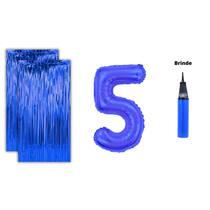 Kit 2 Cortinas Metalizadas e Balão Número +Inflador Ar- Azul Kit 2 Cortinas Metalizadas e Balão Número +Inflador Ar- Azul